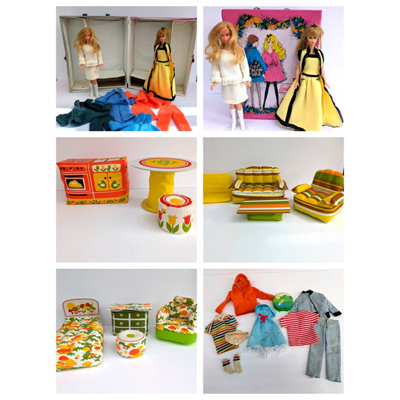VTG 1960s Barbie Doll Lot w/ Case, Clothes, Blow-Up Furniture Accessories - Picture 1 of 11